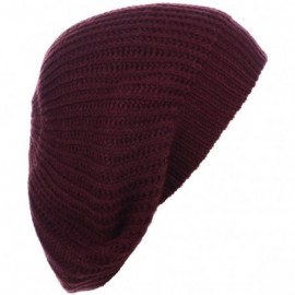 Berets Ladies Winter Solid Chic Slouchy Ribbed Crochet Knit Beret Beanie Hat W/WO Flower Adornment - CI18X5N27O7 $15.17