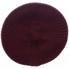 Berets Ladies Winter Solid Chic Slouchy Ribbed Crochet Knit Beret Beanie Hat W/WO Flower Adornment - CI18X5N27O7 $15.17