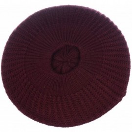 Berets Ladies Winter Solid Chic Slouchy Ribbed Crochet Knit Beret Beanie Hat W/WO Flower Adornment - CI18X5N27O7 $15.17