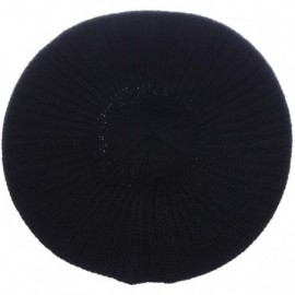 Berets Ladies Winter Solid Chic Slouchy Ribbed Crochet Knit Beret Beanie Hat W/WO Flower Adornment - CI18X5N27O7 $15.17