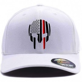 Baseball Caps Thin RED LINE - Thin Blue LINE Spartan Helmet Cap. Embroidered. 6477- 6277 Wooly Combed Twill Flexfit - White -...