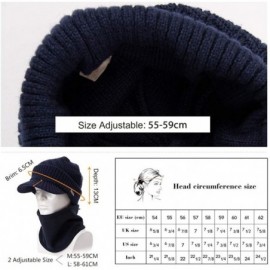 Skullies & Beanies Wool Visor Beanie for Men Winter Knit Hat Scarf Sets Neck Mask - 69311navy - CB18XNSMASR $22.79