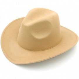 Cowboy Hats Women Men Felt Cowboy Hat Wool Blend Western Cowgirl Cap - Camel - C4185XO7Q8N $12.86