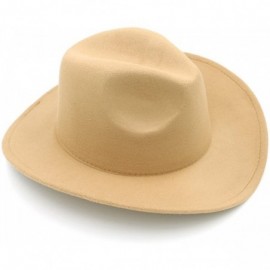 Cowboy Hats Women Men Felt Cowboy Hat Wool Blend Western Cowgirl Cap - Camel - C4185XO7Q8N $12.86