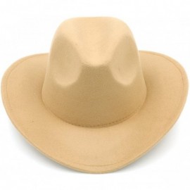 Cowboy Hats Women Men Felt Cowboy Hat Wool Blend Western Cowgirl Cap - Camel - C4185XO7Q8N $12.86