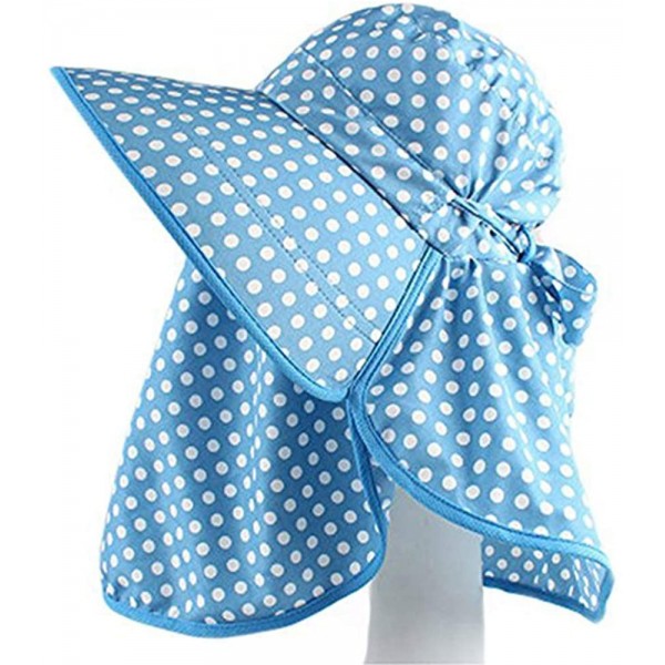 Sun Hats Women Wide Brim Summer Sun Flap Cap Hat Neck Cover Face Mask UPF 50+ - 2229-blue - CI18684A6MY $11.63