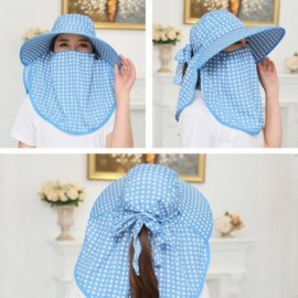 Sun Hats Women Wide Brim Summer Sun Flap Cap Hat Neck Cover Face Mask UPF 50+ - 2229-blue - CI18684A6MY $11.63