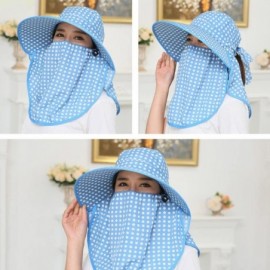 Sun Hats Women Wide Brim Summer Sun Flap Cap Hat Neck Cover Face Mask UPF 50+ - 2229-blue - CI18684A6MY $11.63