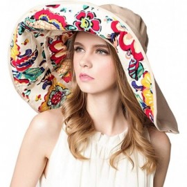 Sun Hats Women Men Cotton Sunhat UPF 50+ UV Protection Sun Hat Removable Neck Face Flap Cap - Beige-floral - C3182RYEZ39 $51.45
