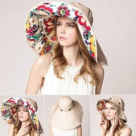 Sun Hats Women Men Cotton Sunhat UPF 50+ UV Protection Sun Hat Removable Neck Face Flap Cap - Beige-floral - C3182RYEZ39 $25.13