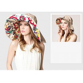 Sun Hats Women Men Cotton Sunhat UPF 50+ UV Protection Sun Hat Removable Neck Face Flap Cap - Beige-floral - C3182RYEZ39 $25.13