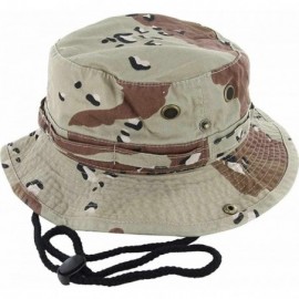 Sun Hats 100% Cotton Boonie Fishing Bucket Men Safari Summer String Hat Cap - Desertcamo - CM11WT1AER3 $11.31
