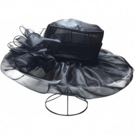 Sun Hats Women's Kentucky Derby Church Dress Organza Wide Brim Sun Hat - Black - C612FINAYH3 $18.40