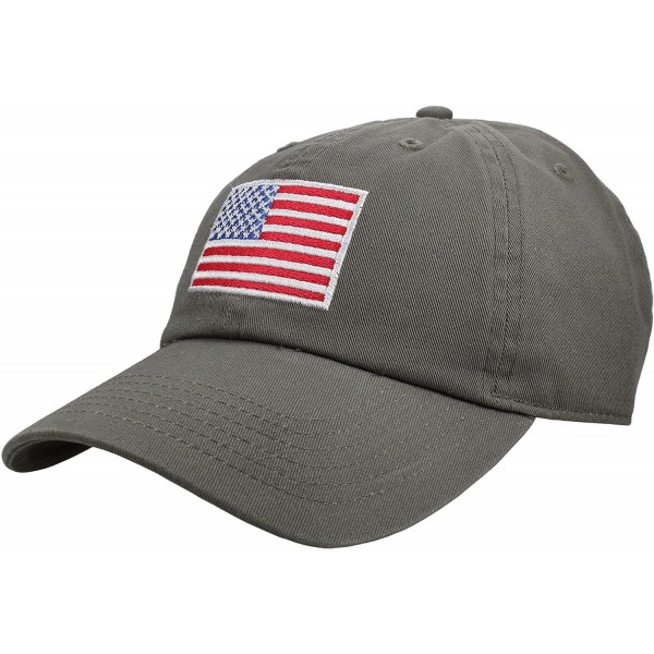 Baseball Caps 100% Cotton Polo Style U.S. Flag Embroidery Baseball Cap Hat Adjustable Size - Olive - C518CAXY207 $12.49