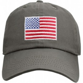 Baseball Caps 100% Cotton Polo Style U.S. Flag Embroidery Baseball Cap Hat Adjustable Size - Olive - C518CAXY207 $12.49