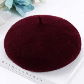 Berets Wool Beret Hat-Solid Color French Style Winter Warm Cap for Women and Girls- Lady Casual Use - Burgundy - CW1930MMWSI ...