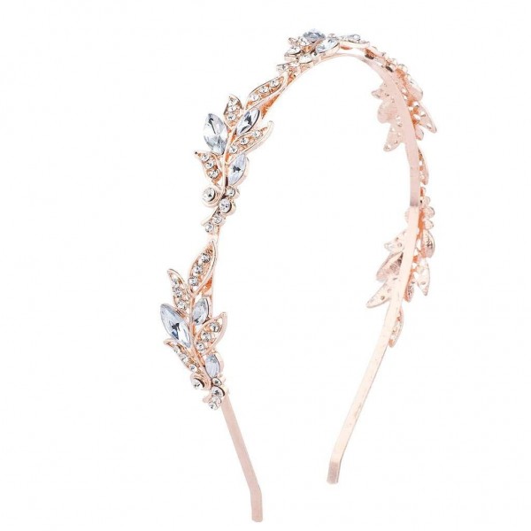 Headbands Rose Gold Crystal Rhinestone Flower Flower Leaf Fashion Headband - CR184EKU79G $8.12