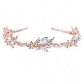 Headbands Rose Gold Crystal Rhinestone Flower Flower Leaf Fashion Headband - CR184EKU79G $8.12