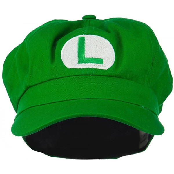 Newsboy Caps Circle Mario and Luigi Embroidered Cotton Newsboy Cap - Lime - CE11ND5J809 $18.22