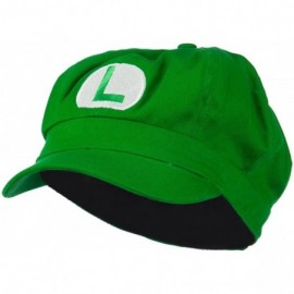 Newsboy Caps Circle Mario and Luigi Embroidered Cotton Newsboy Cap - Lime - CE11ND5J809 $18.22