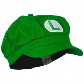 Newsboy Caps Circle Mario and Luigi Embroidered Cotton Newsboy Cap - Lime - CE11ND5J809 $18.22