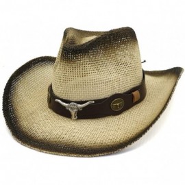 Cowboy Hats Hats Foldable Western Cowboy Leather - Beige - CD18WDGNHD6 $10.62