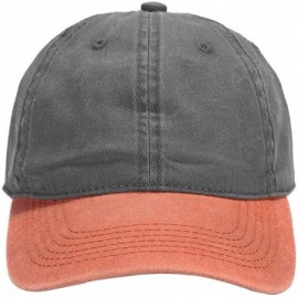 Baseball Caps Unisex Vintage Washed Distressed Baseball-Cap Twill Adjustable Dad-Hat - C16-black+orange - CT18NU4UT3Y $13.05