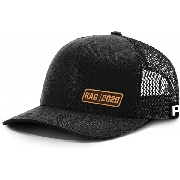 Baseball Caps KAG Leather Patch Back Mesh Hat - Black Front / Black Mesh - C018XE6KEL8 $35.53