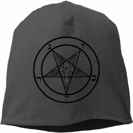 Skullies & Beanies Man Skull Cap Beanie Goat Pentagram Headwear Knit Hat Warm Hip-hop Hat - Black - CP18KLD5YWQ $15.89