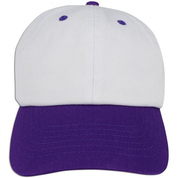 Baseball Caps Dad Hat Pigment Dyed Two Tone Plain Cotton Polo Style Retro Curved Baseball Cap 1200 - White / Purple - C718E2U...