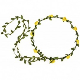 Headbands Paper Rose Flower Headband with Tail Boho Floral Crown Wreath - Yellow - CD183LEC50R $17.92