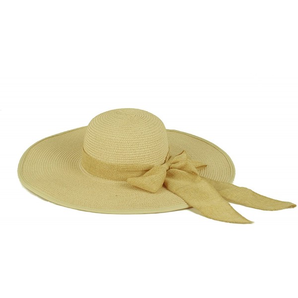 Sun Hats Women Cool Summer Floppy Wide Brim Straw Hat with Ribbon 964SH - Natural - CT11B8WRMKH $10.63