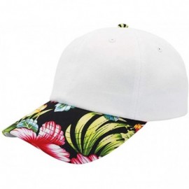 Baseball Caps Premium Floral Hawaiian Cotton Twill Adjustable Snapback Hats Baseball Caps - Black Hawaiian/White/White - CR19...