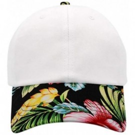 Baseball Caps Premium Floral Hawaiian Cotton Twill Adjustable Snapback Hats Baseball Caps - Black Hawaiian/White/White - CR19...