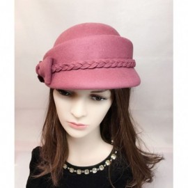 Berets Womens Bowknot 100% Wool Fall Winter Derby Hat Doom Cloche Hat - Pale Plum - CP187C0RKQY $16.10