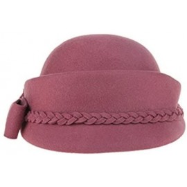 Berets Womens Bowknot 100% Wool Fall Winter Derby Hat Doom Cloche Hat - Pale Plum - CP187C0RKQY $16.10