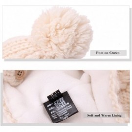 Skullies & Beanies Women Cable Knit Peruvian Beanie Wool Winter Hat Cap with Earflap Pom New - 16203_beige - CN12N27QBJI $19.76