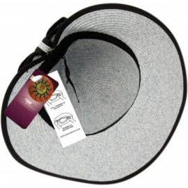 Sun Hats Straw Packable Sun Hat with Black Sash- Wide Front Brim and Smaller Back - Blue - CG182KA2CH8 $15.83