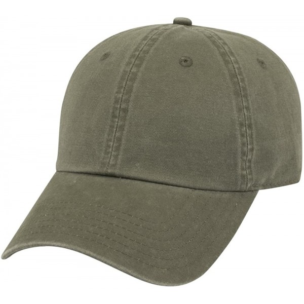 Baseball Caps Low Profile Washed Superior Brushed Cotton Twill Dat Hat Cap - Olive Green - CD1865O9X05 $9.45