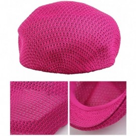 Newsboy Caps Unisex Duck Bill Mesh Weaved Newsboy Ivy Cap - Hot Pink - CM17YI72WHY $10.16