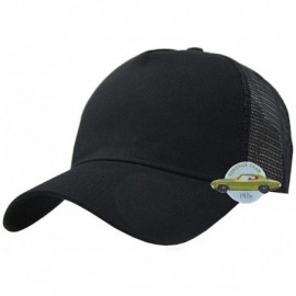 Baseball Caps Plain Two Tone Cotton Twill Mesh Adjustable Trucker Baseball Cap - Black - CR1271M2AUN $9.24