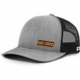 Baseball Caps KAG Leather Patch Back Mesh Hat - Heather Front / Black Mesh - CL18XE6IHNE $34.21