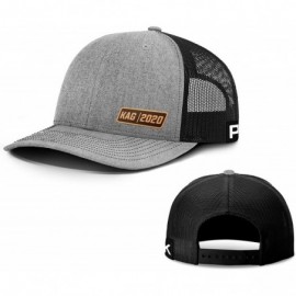 Baseball Caps KAG Leather Patch Back Mesh Hat - Heather Front / Black Mesh - CL18XE6IHNE $34.21