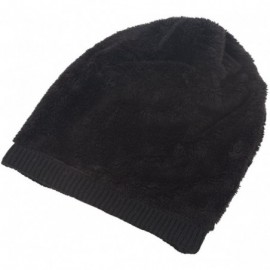 Skullies & Beanies Star Knit Winter Slouch Beanie Hat Warm Villus Lined Skull Ski Cap - Black - C311RSA89TP $15.82