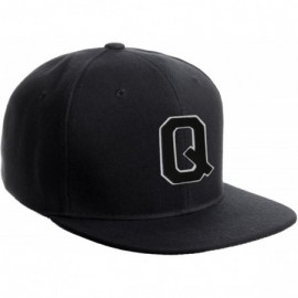 Baseball Caps Classic Snapback Hat Custom A to Z Initial Raised Letters- Black Cap White Black - Initial Q - CR18G4NLUCO $12.54