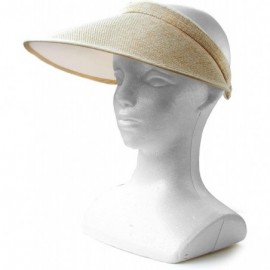 Sun Hats Women's Summer Sun UV Protection Visor Wide Brim Clip on Beach Pool Golf Cap Hat-Polyester - Brown-light Brown - CW1...