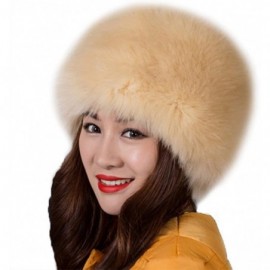 Skullies & Beanies Faux Fur Warm Hat for Women Russian Cossack Style Winter - Apricot - C7128TE8WLT $16.26