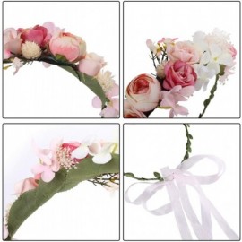 Headbands Adjustable Flower Crown Headband - Women Girl Festival Wedding Party Flower Wreath Headband - Pink-4 - CH18W3AKTNH ...