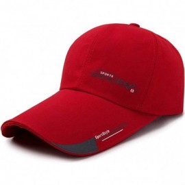 Baseball Caps Unisex Long Brim Baseball Cap Cotton Adjustable Sun Hat Large Visor Anti-UV for Outdoor Sports - Red3 - CE18Q6S...