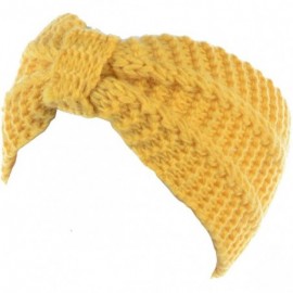 Cold Weather Headbands Womens Winter Chic Turban Bowknot/Floral Crochet Knit Headband Ear Warmer - Yellow - CC185C4SO8K $9.10